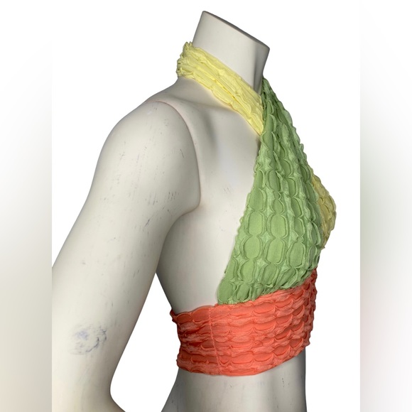 UNBRANDED Colorblock Multicolor 2-Way Versatile Criss Cross Y2K Halter Crop Top - Picture 12 of 14